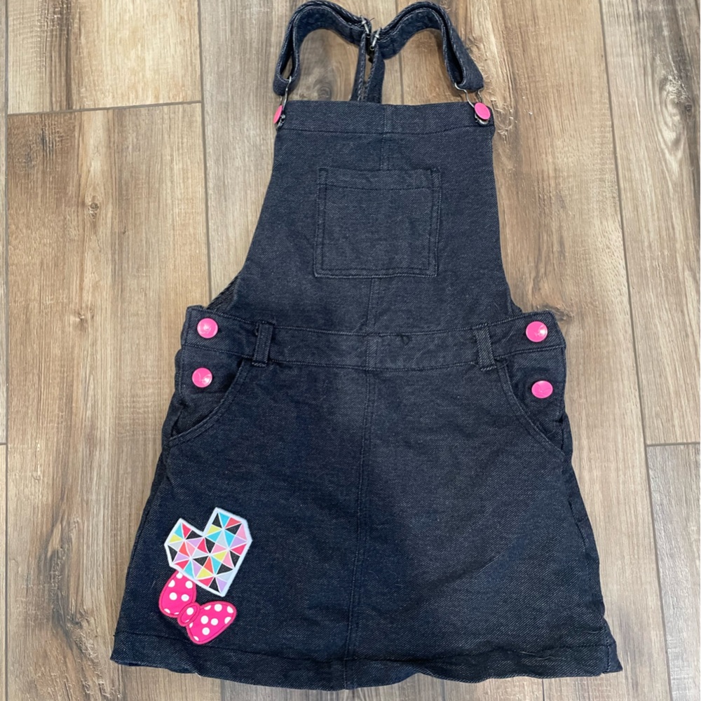 Disney Overalls with pink bows and patch details size 7/8